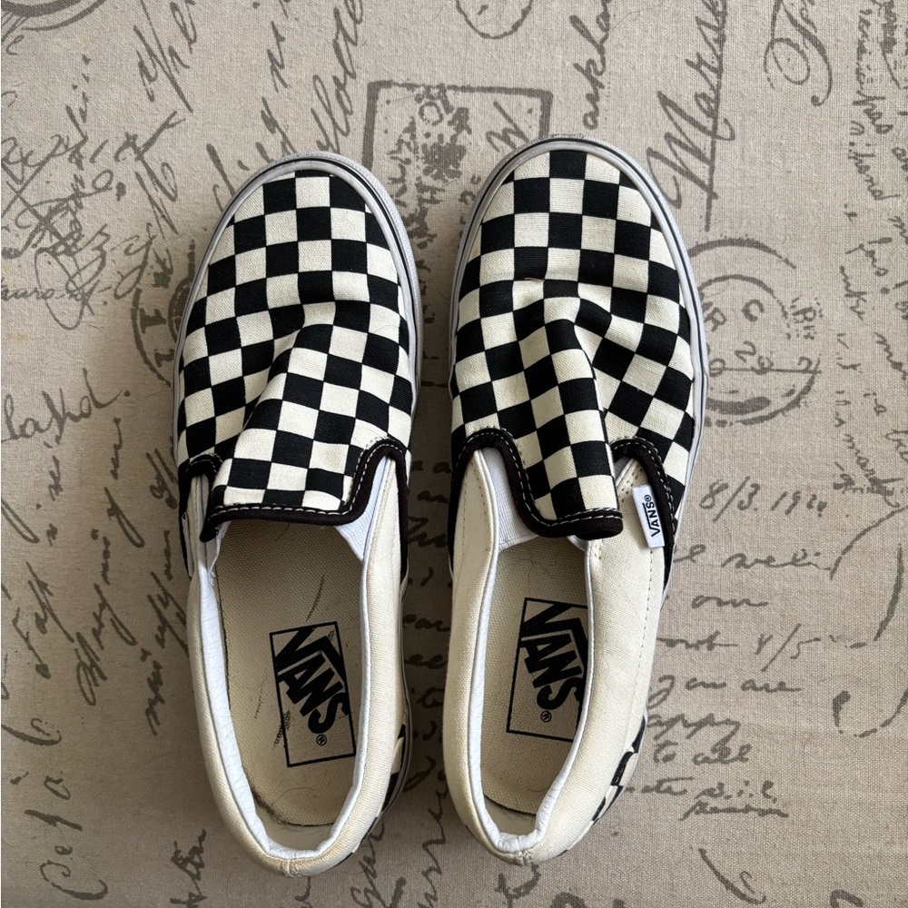 Vans Black and White Checkerboard Slip-Ons